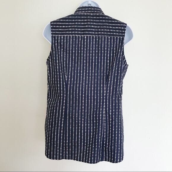 LANDS’ END Navy & Pink Polka Dot Supima Cotton Sleeveless Shirt, 2 / S - Picture 8 of 10